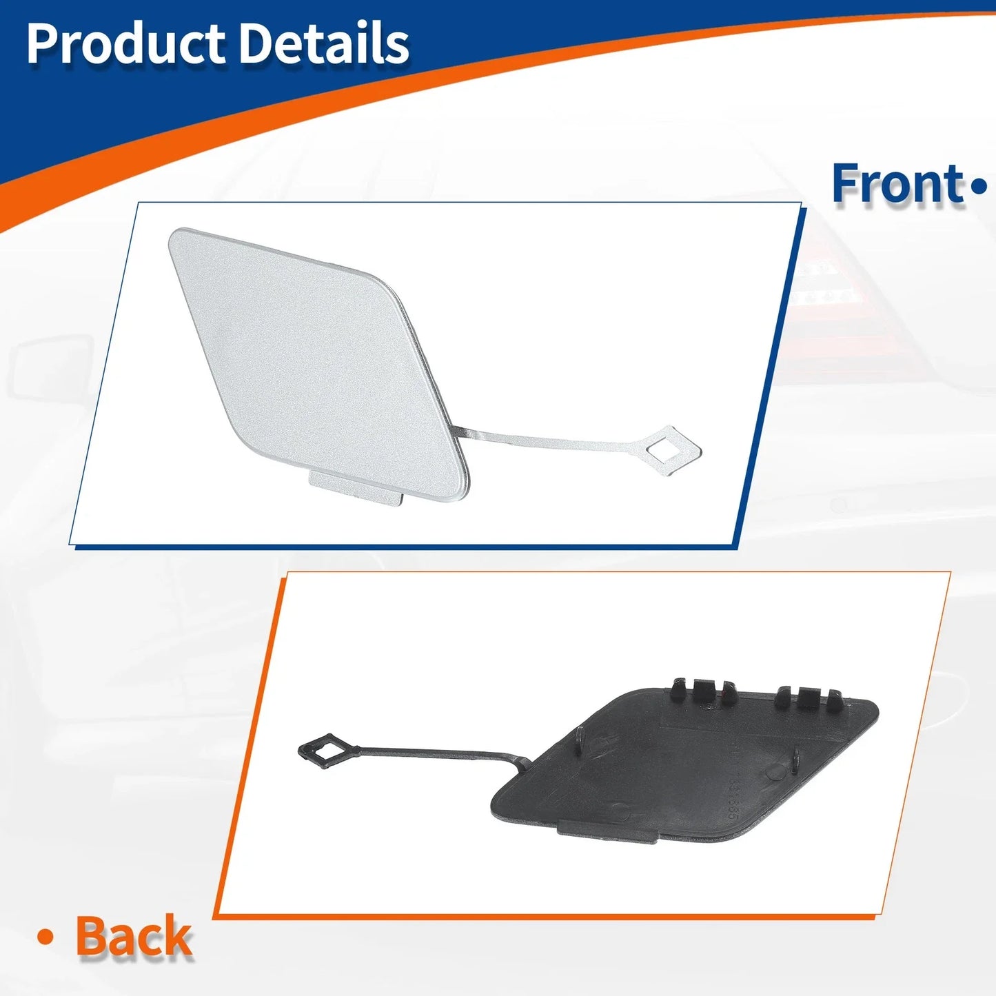 Tow Hook Cover Front Right for BMW 535i GT Silver Tone