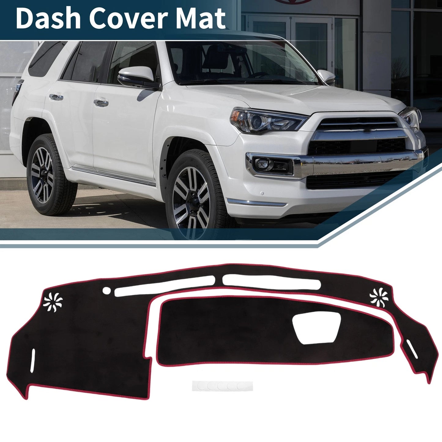 Set of 2 Dashboard Dash Cover Mats for Suzuki WagonR (MH35S/MH55S) Black Red