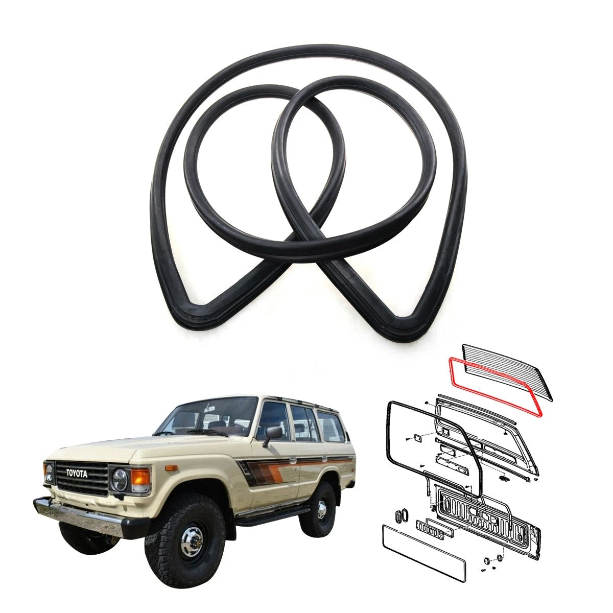 Back Door Glass Weatherstrip for Toyota Land Cruiser FJ60 (1980–1987)