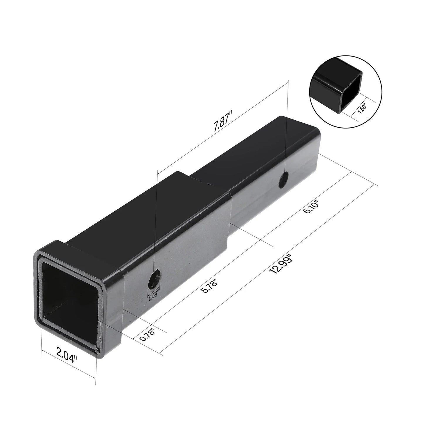Trailer Hitch Extension 2-In Receiver Extender 5/8-In Pin Hole 4000Lbs Towing