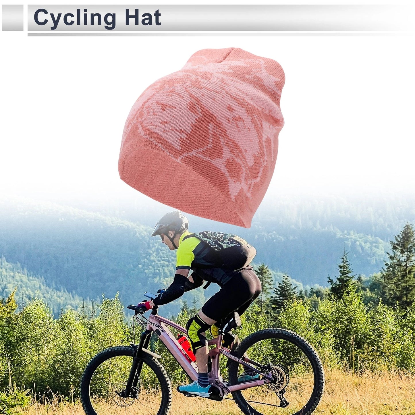 Cycling Hat for Universal Fit (1 Pc) - Warm Comfortable Light Pink Eye Pattern