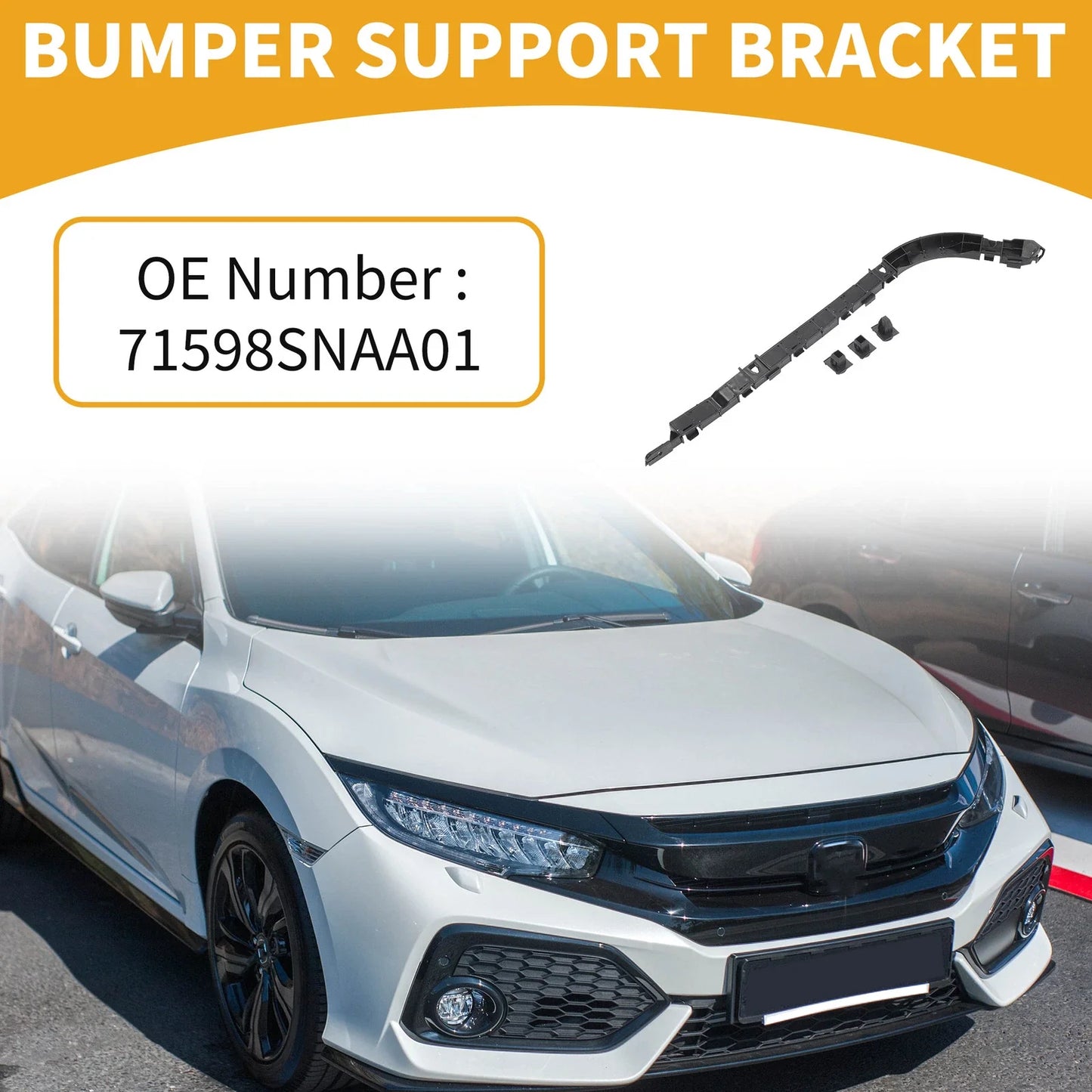 LH Rear Bumper Support Bracket for Honda Civic (2006-2011) 1 x Black ABS