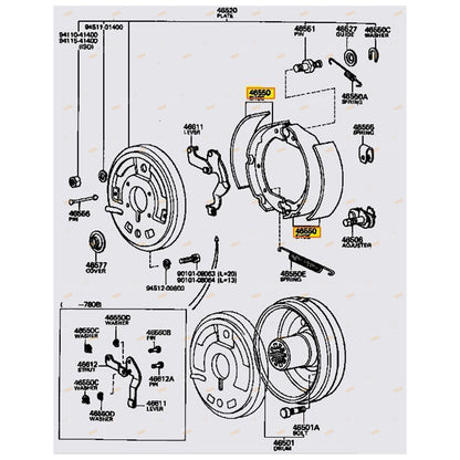 Set of Hand Brake Shoes for Landcruiser 40 Series (FJ40 FJ45 HJ45 HJ47 BJ42)