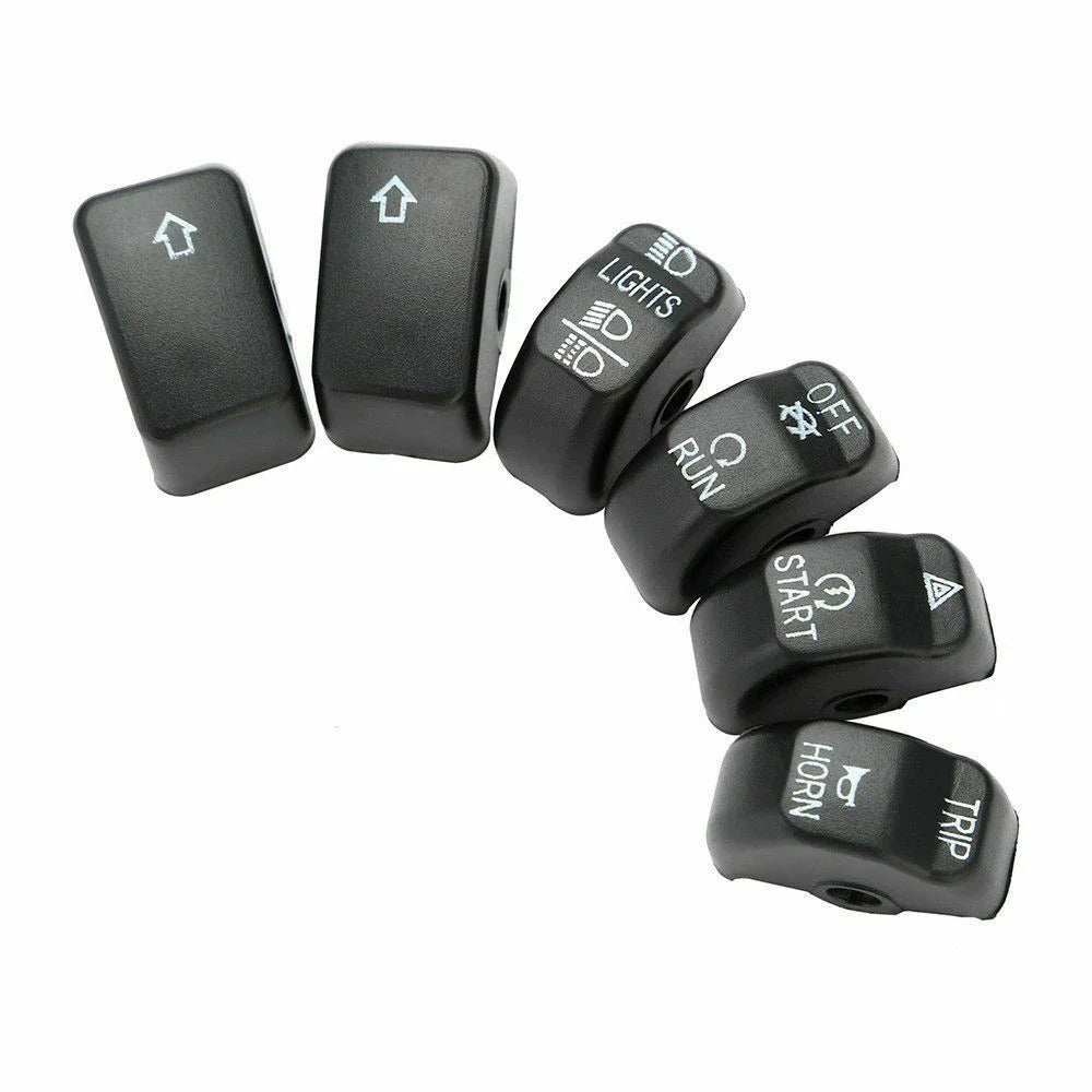 Black Hand Control Switch Button Covers for Harley Softail & Sportster
