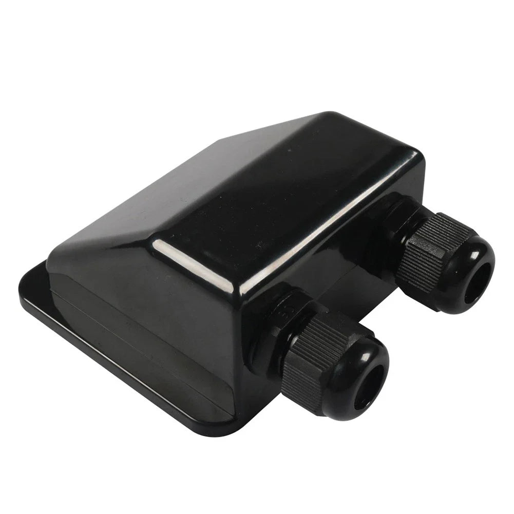 Double Wire Cable Entry Gland Box for Solar Panel RV Caravan Black