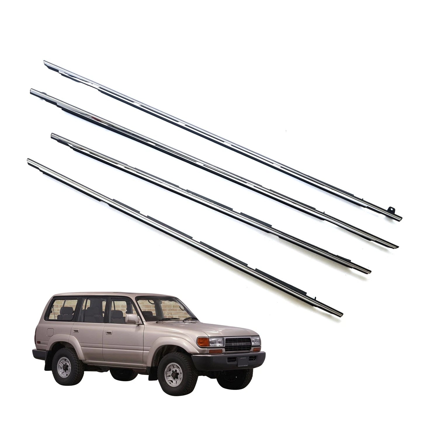 Set of 4 Door Belt Mouldings for Toyota Land Cruiser FJ80 (1990–2006)