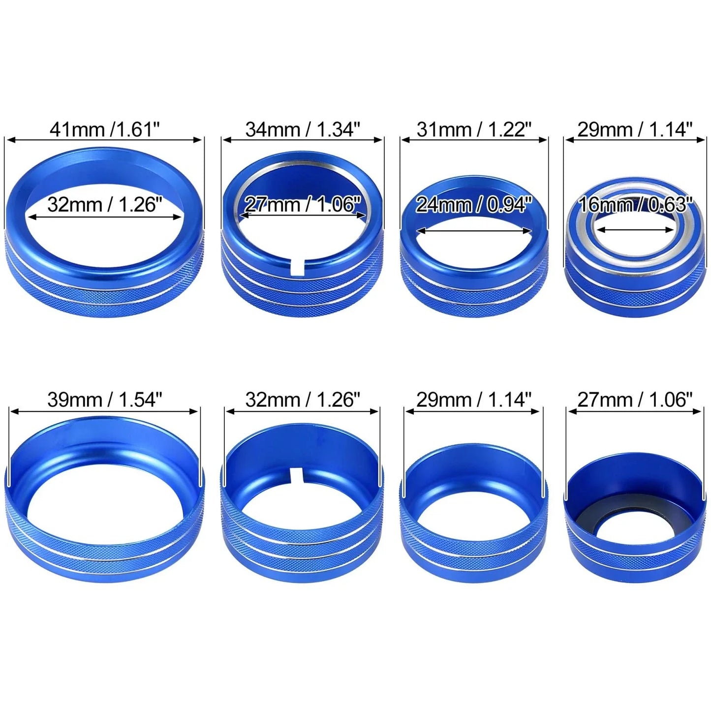 8 Pcs Blue AC Radio Switch Knob Covers for Chevy Silverado, GMC Sierra (2014-2018)