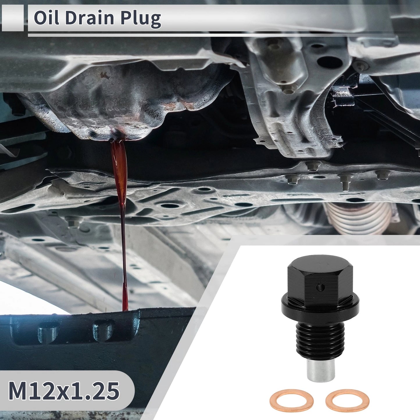 Set of 1 M12x1.25 Engine Oil Drain Plug with Gasket for Car Motorcycle Boat