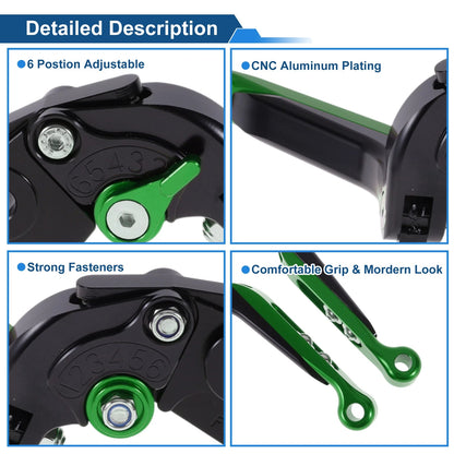 Adjustable Brake Clutch Levers for Kawasaki ZZR600 (2005–2009) Black Green