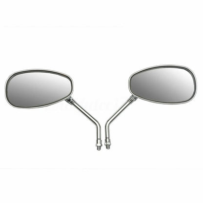 Chrome Motorcycle Oval Rearview Side Mirrors 10mm for Cruiser Chopper