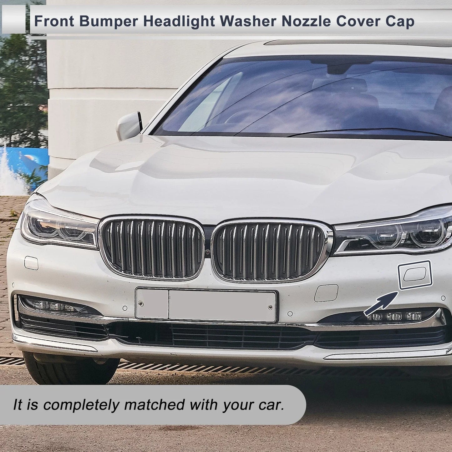 Front Right Side Bumper Headlight Washer Nozzle Cover Cap for BMW 740i Black