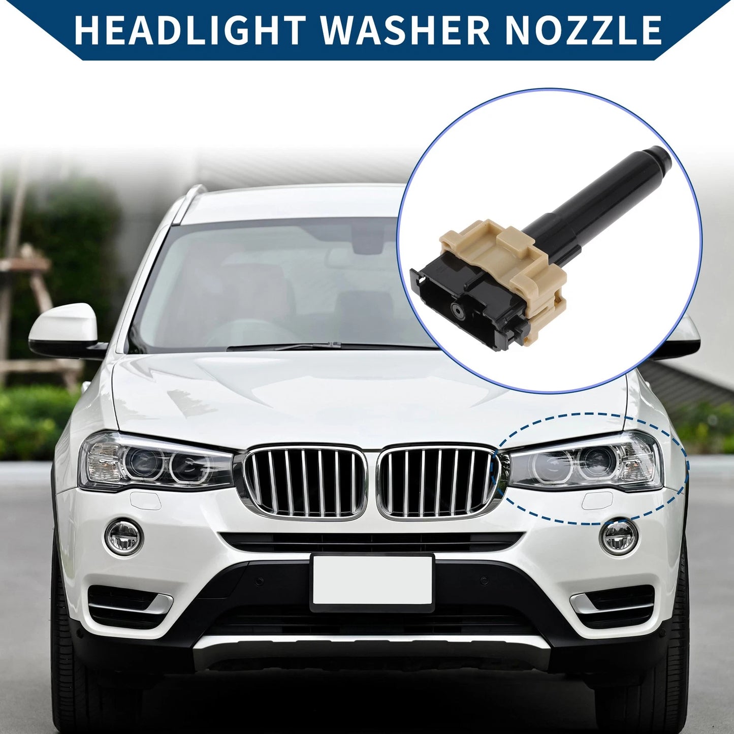 Front Driver Side Headlight Washer Nozzle for Toyota Land Cruiser (2008–2021) No. 852080G040