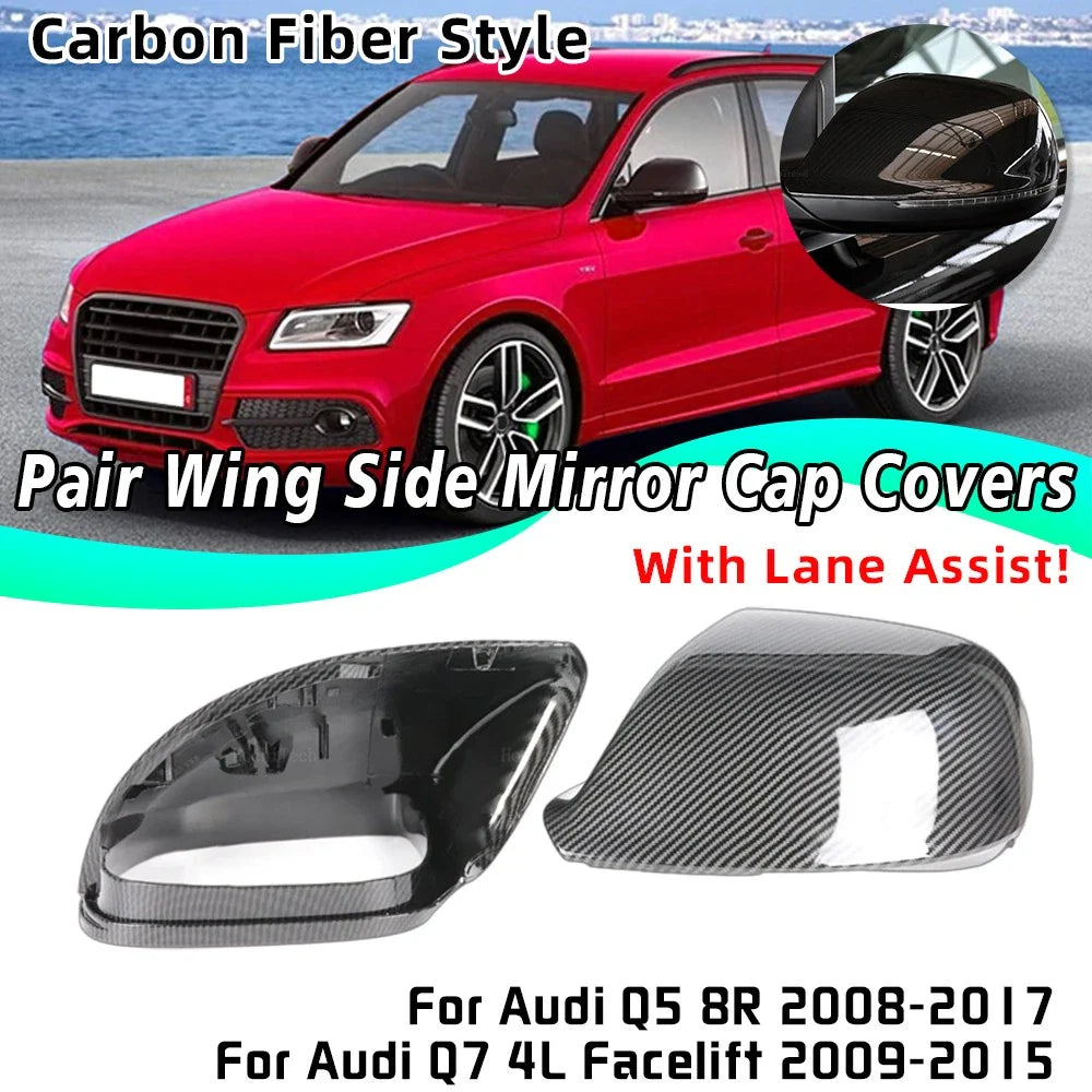 Carbon Style Side Mirror Cap Covers for Audi Q5 Q7 8R (2009–2017)