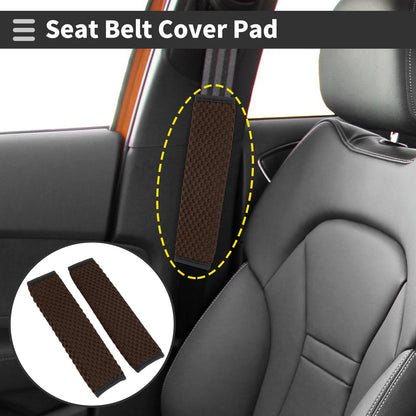 Set of 2 Brown Seat Belt Cover Pads for Universal Fit (23cm)