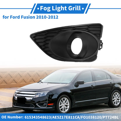 Front Left Fog Light Grill No. 615343548623 for Ford Fusion (2010–2012) Black ABS