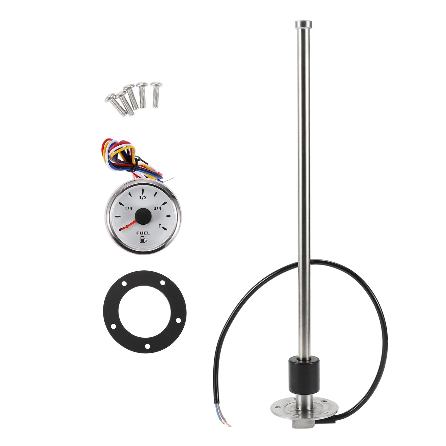Fuel Sending Unit and Gauge Kit 0-190 Ohm for Boat Car Truck (0-190)