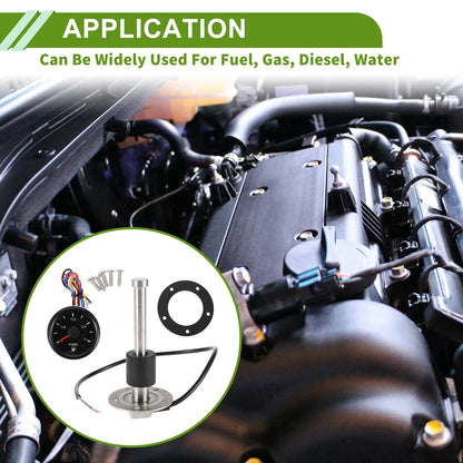Fuel Sending Unit and Gauge Kit 0-190 Ohm for Boat Car Vehicle (0-190)