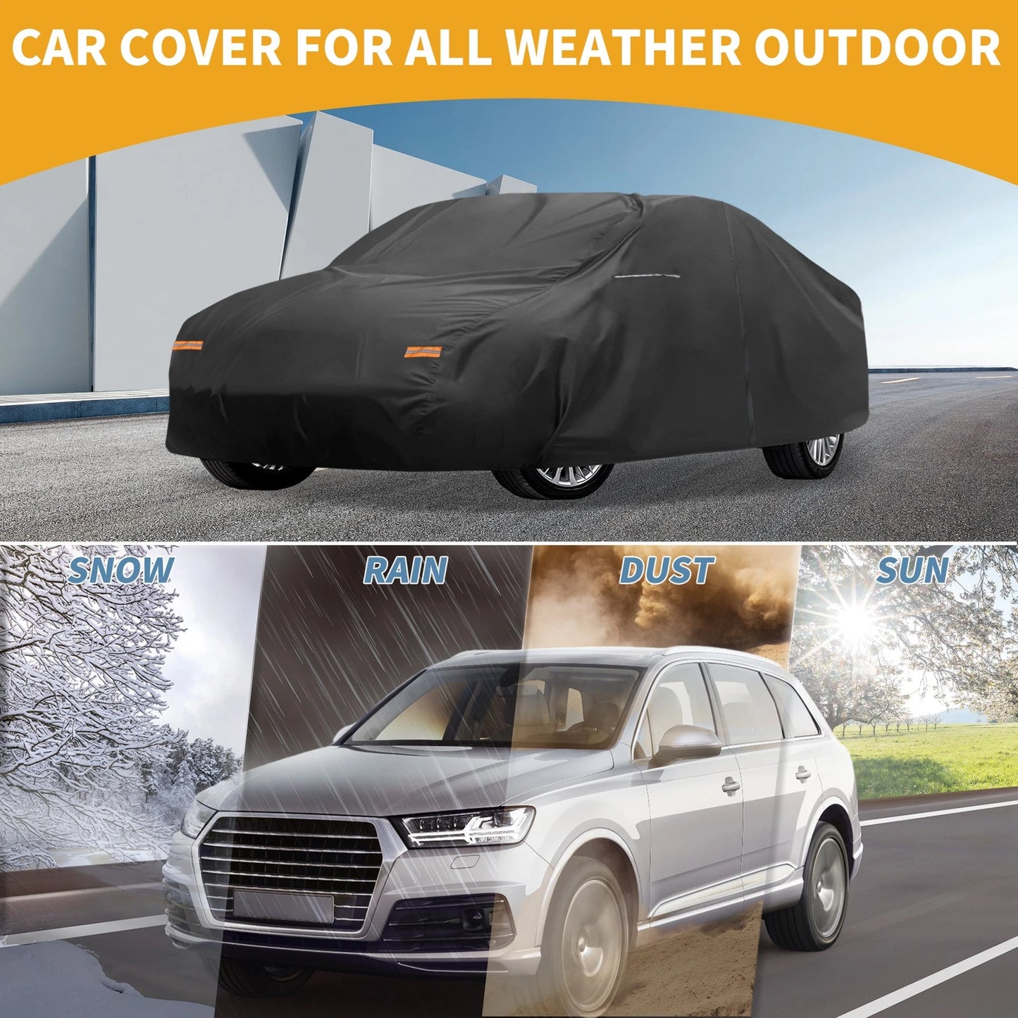 Waterproof Car Cover for Toyota Camry (210D-PU, Black)