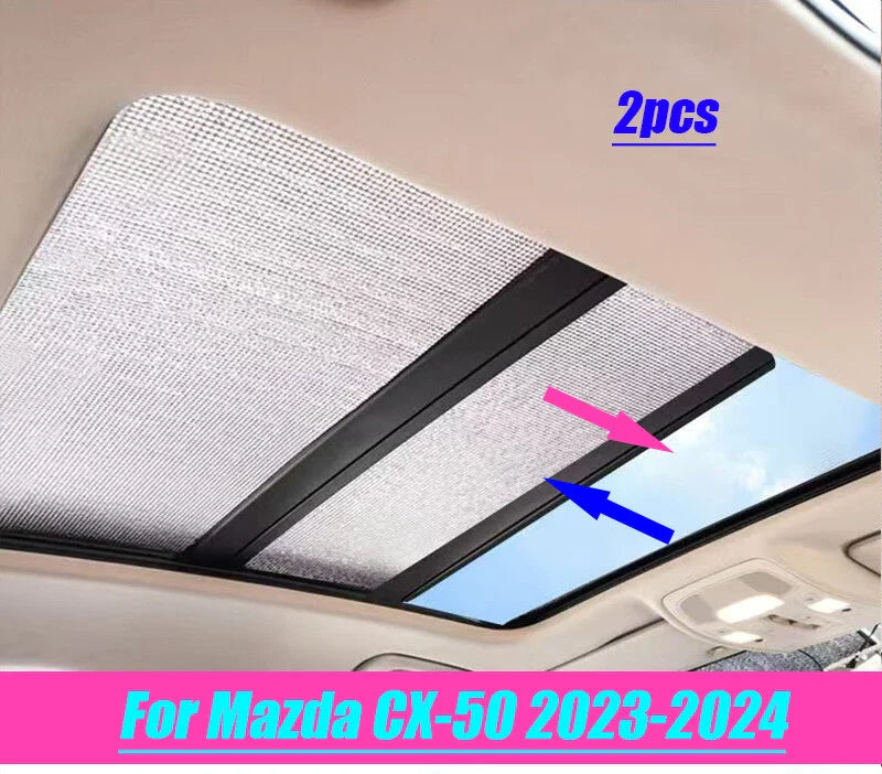 2 x Glass Roof Sunroof Sun Shade Window Cover for Mazda CX-50 (2023-2024)