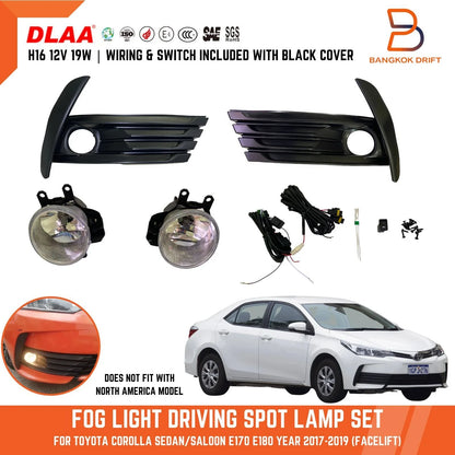 Fog Lamp Cover for Toyota Corolla ZRE172 Sedan (2017-2019) Black