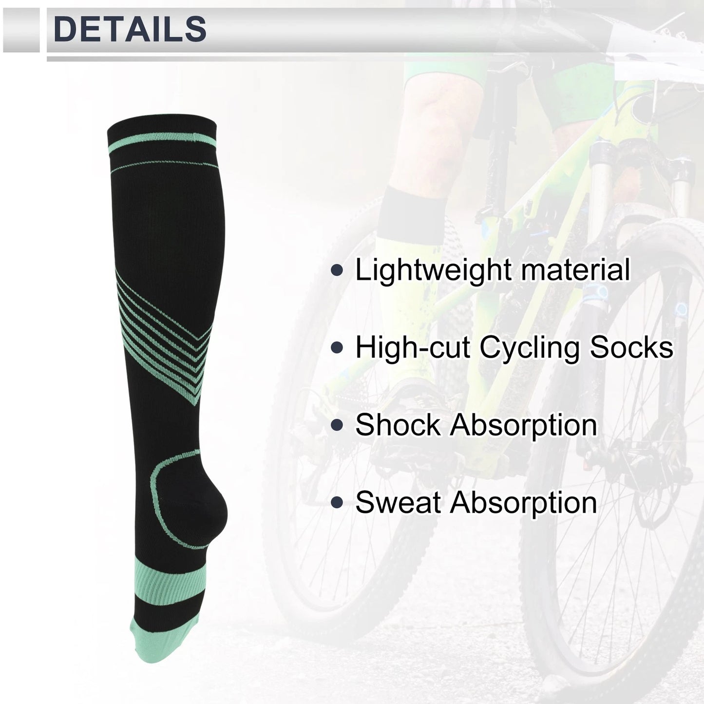 Cycling Socks Size M High-cut Shock Absorption Breathable Green