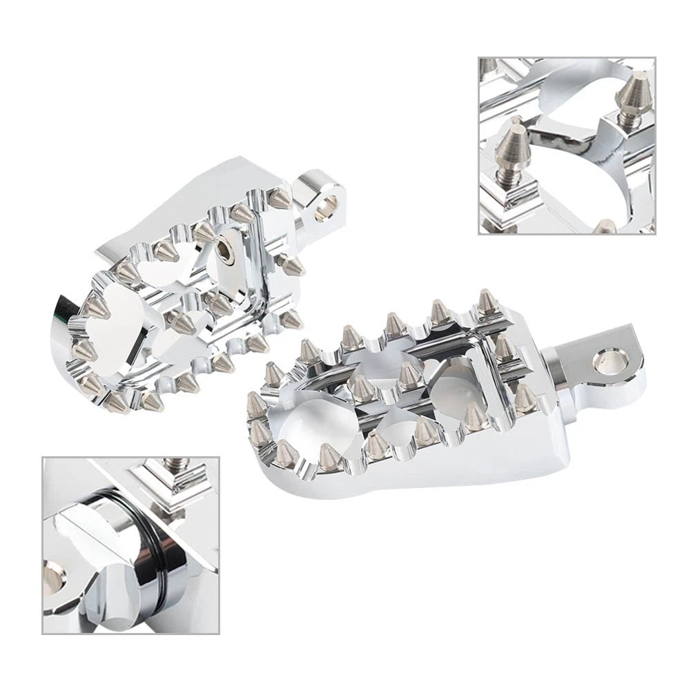 CNC Wide Fat Foot Pegs MX Style Chrome for Harley Dyna Sportster Fatboy