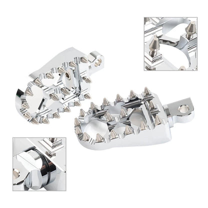 CNC Wide Fat Foot Pegs MX Style Chrome for Harley Dyna Sportster Fatboy