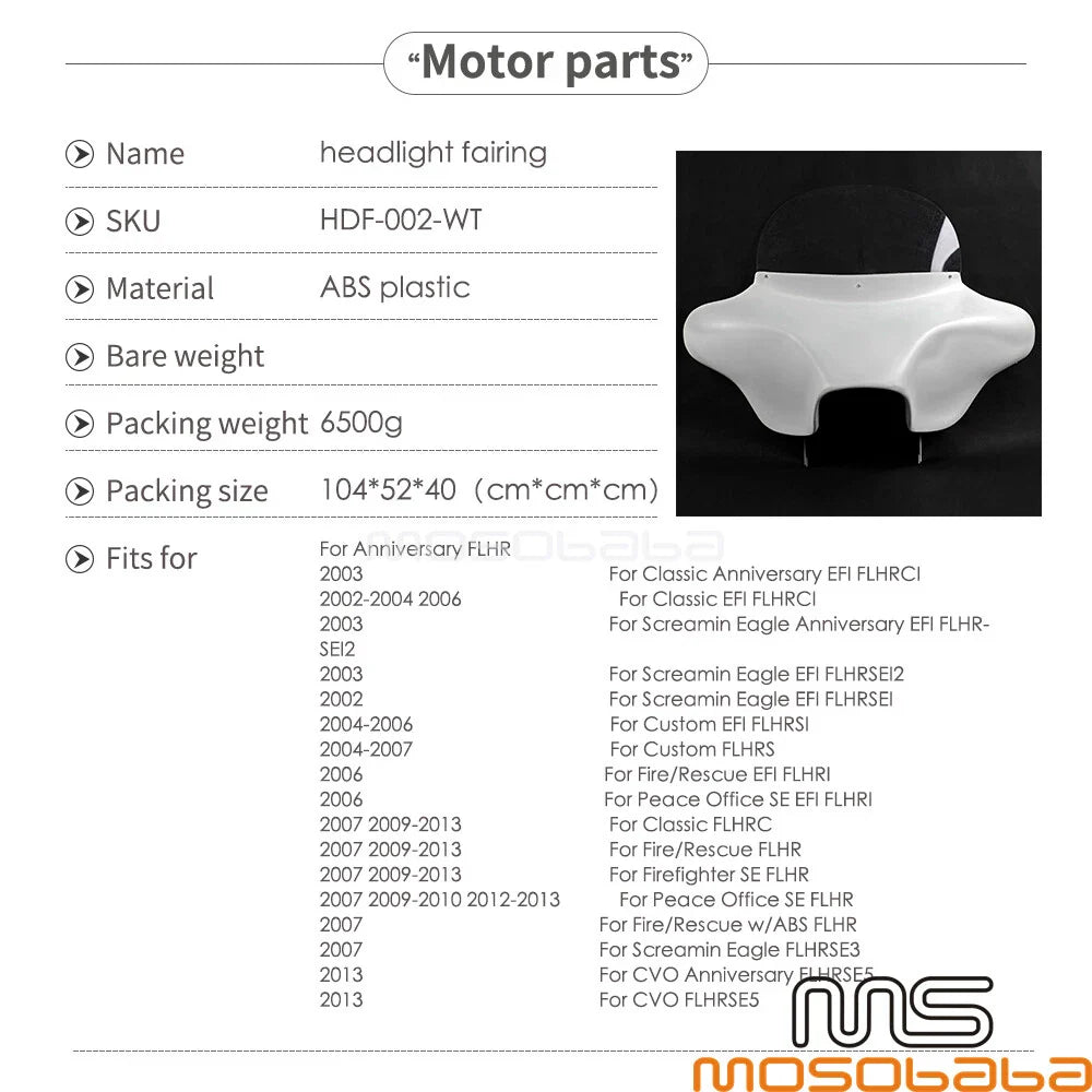 Detachable Batwing Fairing Windshield & 6x9 Speakers for Harley Road King (94+)