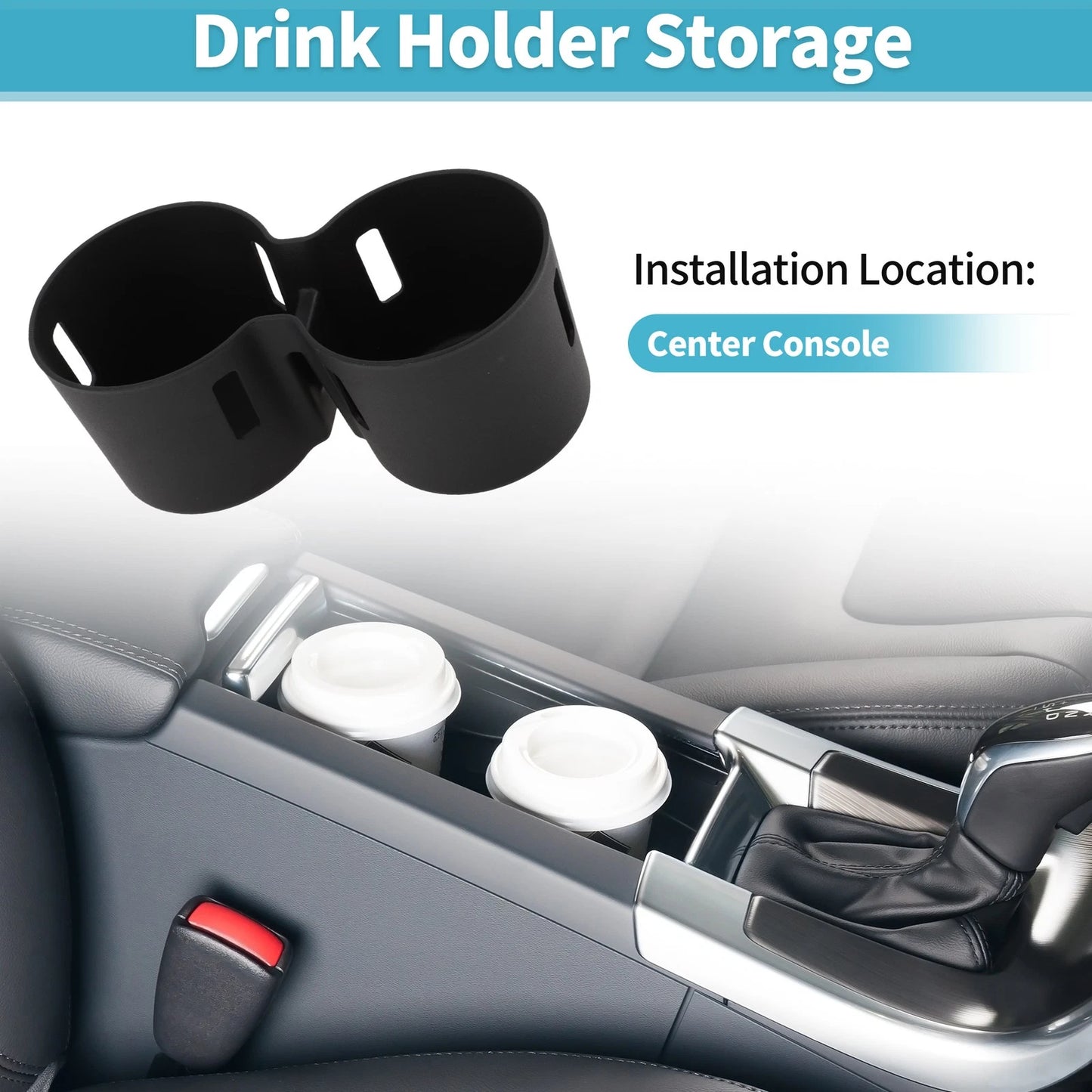 Center Console Cup Holder Organizer for Hyundai Ioniq 9 (2025–2026) TPE Black