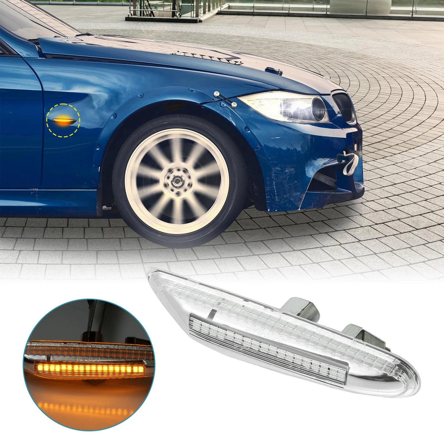 2X LED Side Marker Turn Signal Lights Yellow for BMW E46 E60