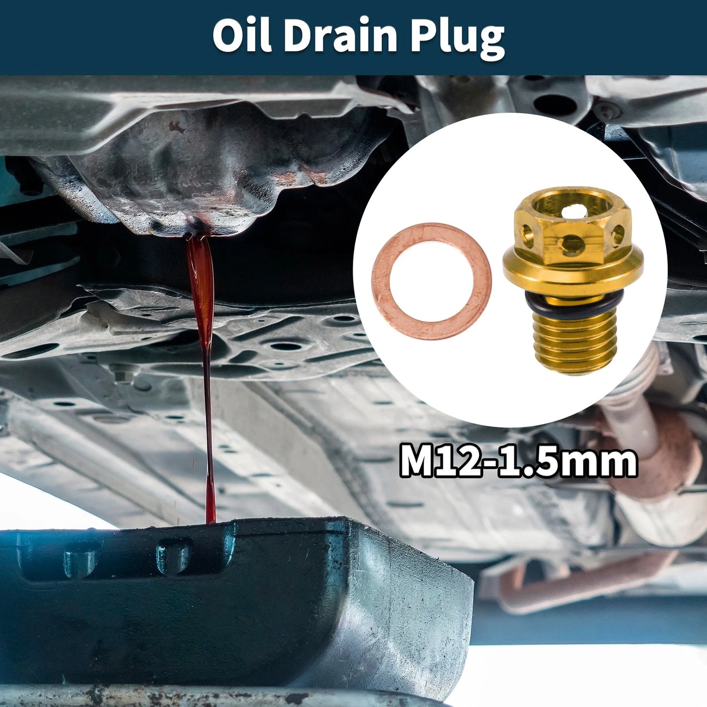 M12x1.5 Magnetic Oil Drain Plug for Universal Applications (2010–2023)