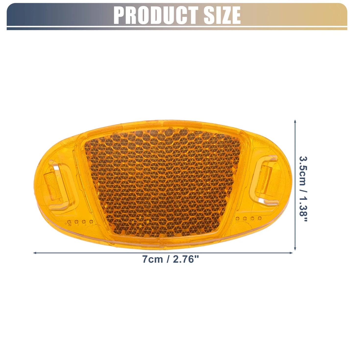 2X Bicycle Warning Reflectors for Bike (2.76"x1.38"x0.31", ABS, Yellow)