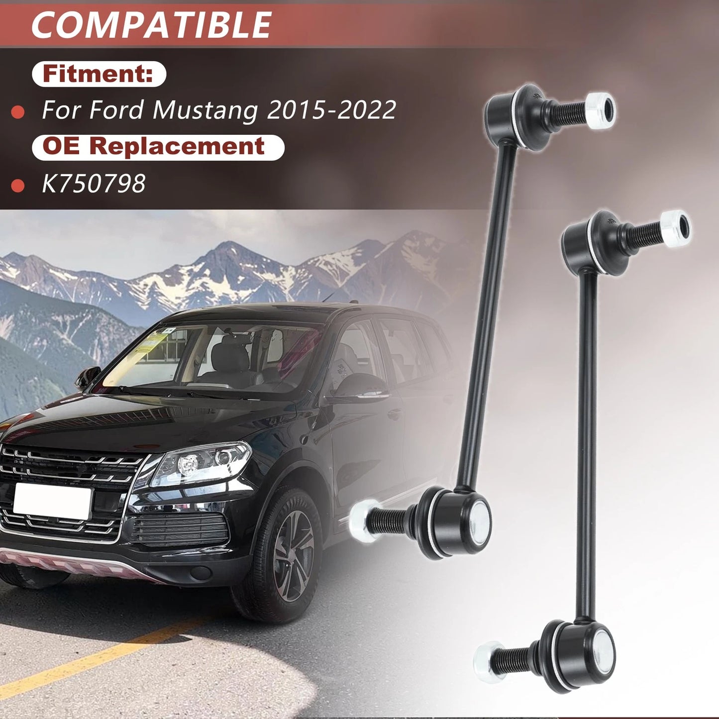 2X Front Stabilizer Sway Bar End Links for Ford Mustang (2015–2022) K750798