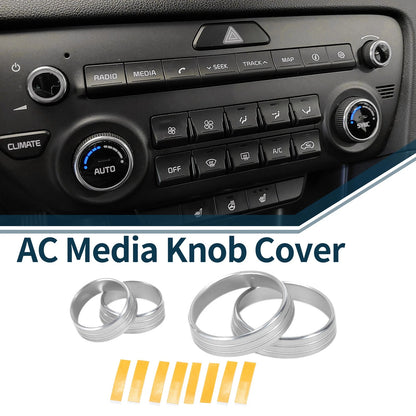 Set of 4 AC Media Volume Switch Knob Cover Rings for Kia Sportage QL (2017)