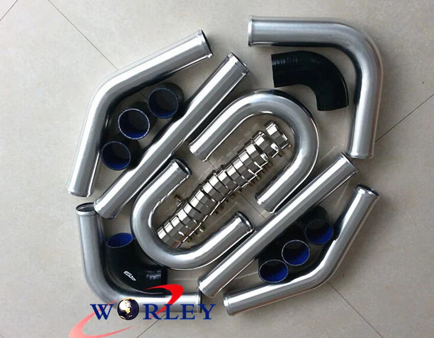 2.5" Aluminum Universal Intercooler Turbo Piping Kit + Black Hose Kits