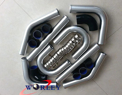 2.5" Aluminum Universal Intercooler Turbo Piping Kit + Black Hose Kits