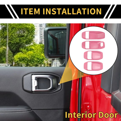 Set of 4 Interior Door Handle Bowl Cover Trims for Jeep Wrangler JL (2018–2023)