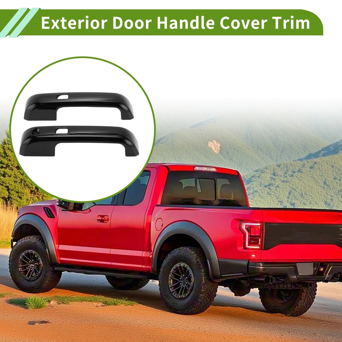 Exterior Door Handle Cover Trim for Ford F150 (2015–2023) Glossy Black