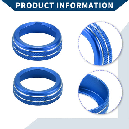 Set of 2 AC Climate Switch Knob Cover Ring for Ford Mustang (2015–2021) Blue