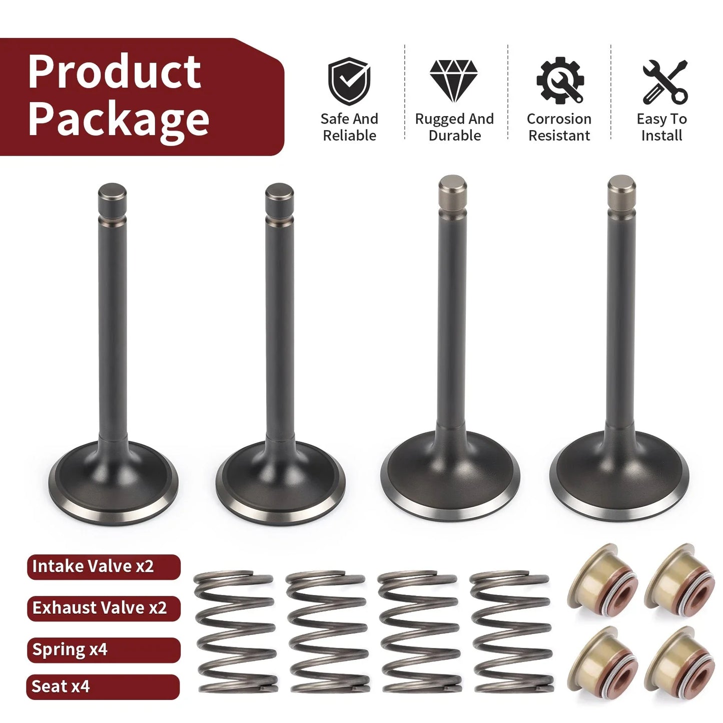 Intake Exhaust Valves & Seals for EZGO Golf Cart (1992–1995)