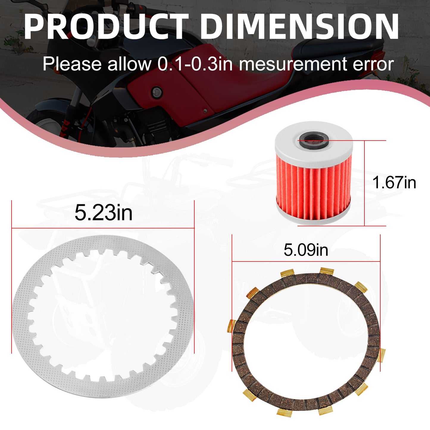 Clutch Kit with Gasket & Oil Filter for Kawasaki Ninja 250R (1988–2007)