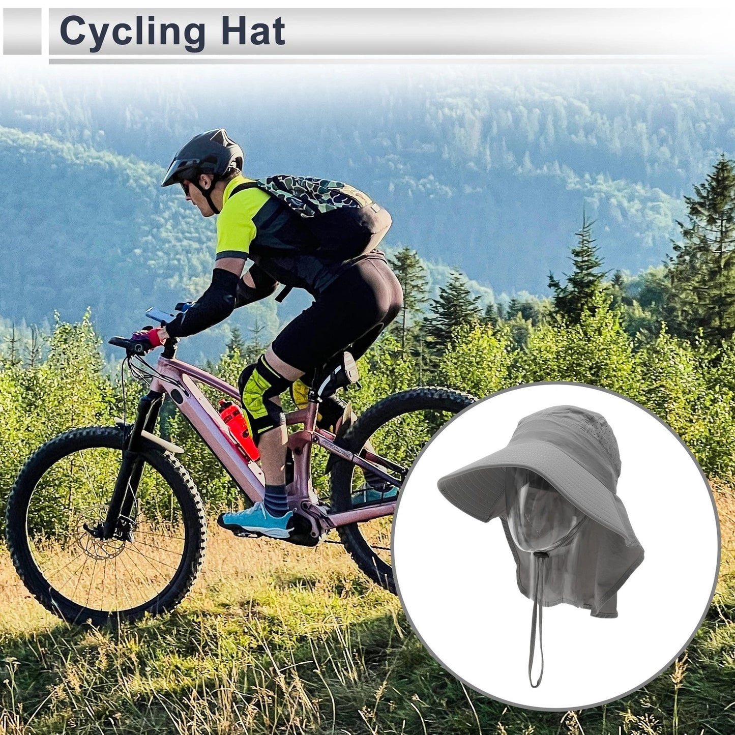 Cycling Hat with Neck Protection for Universal Fit (38x32cm)
