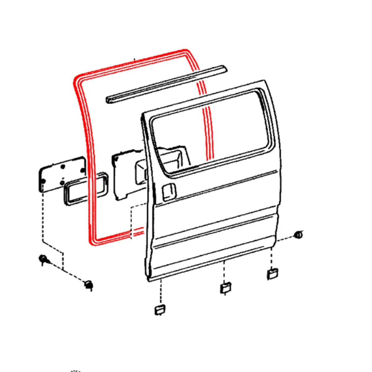 Slide Door Weatherstrip Seal for Toyota Hiace Commuter Van (RZH104–RZH112)