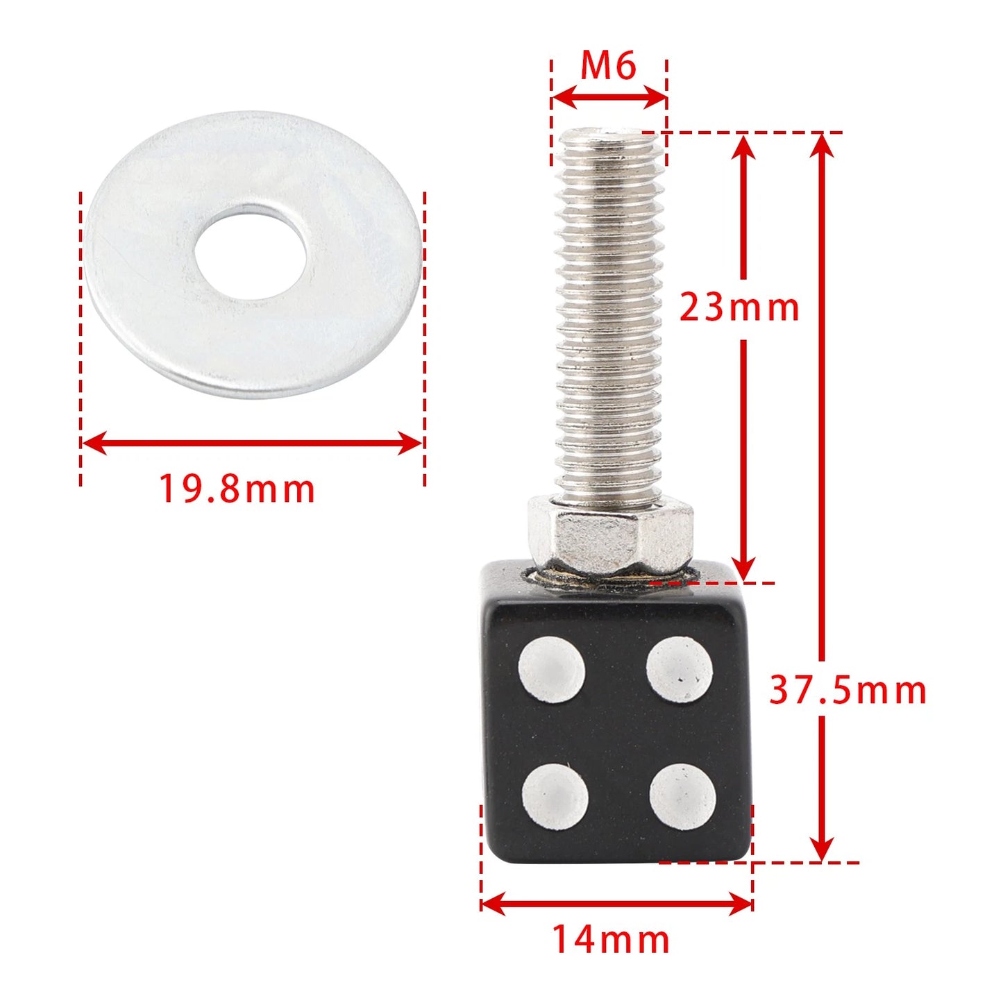 License Plate Screws and Nuts for Motorcycle (Custom Dice, Black)