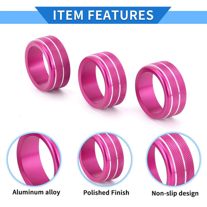 Set of 4 AC Engine Start Switch Knob Cover Ring for Honda Civic (2022–2024) Rose Red
