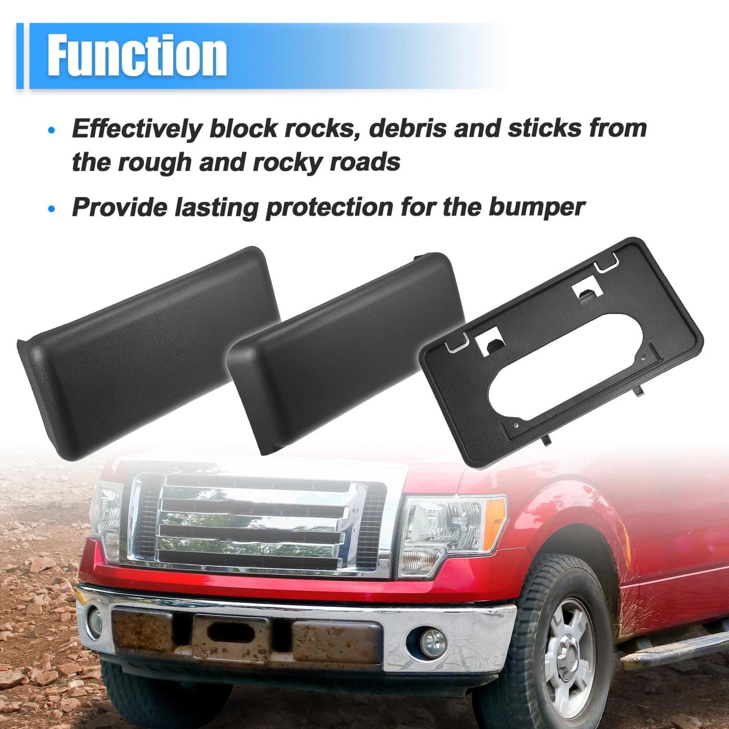 Set of 4 Bumper Guards Pads License Plate Frame Bracket for Ford F-150 (2009–2014)
