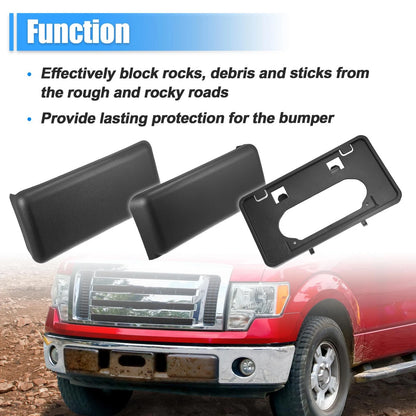 Set of 4 Bumper Guards Pads License Plate Frame Bracket for Ford F-150 (2009–2014)