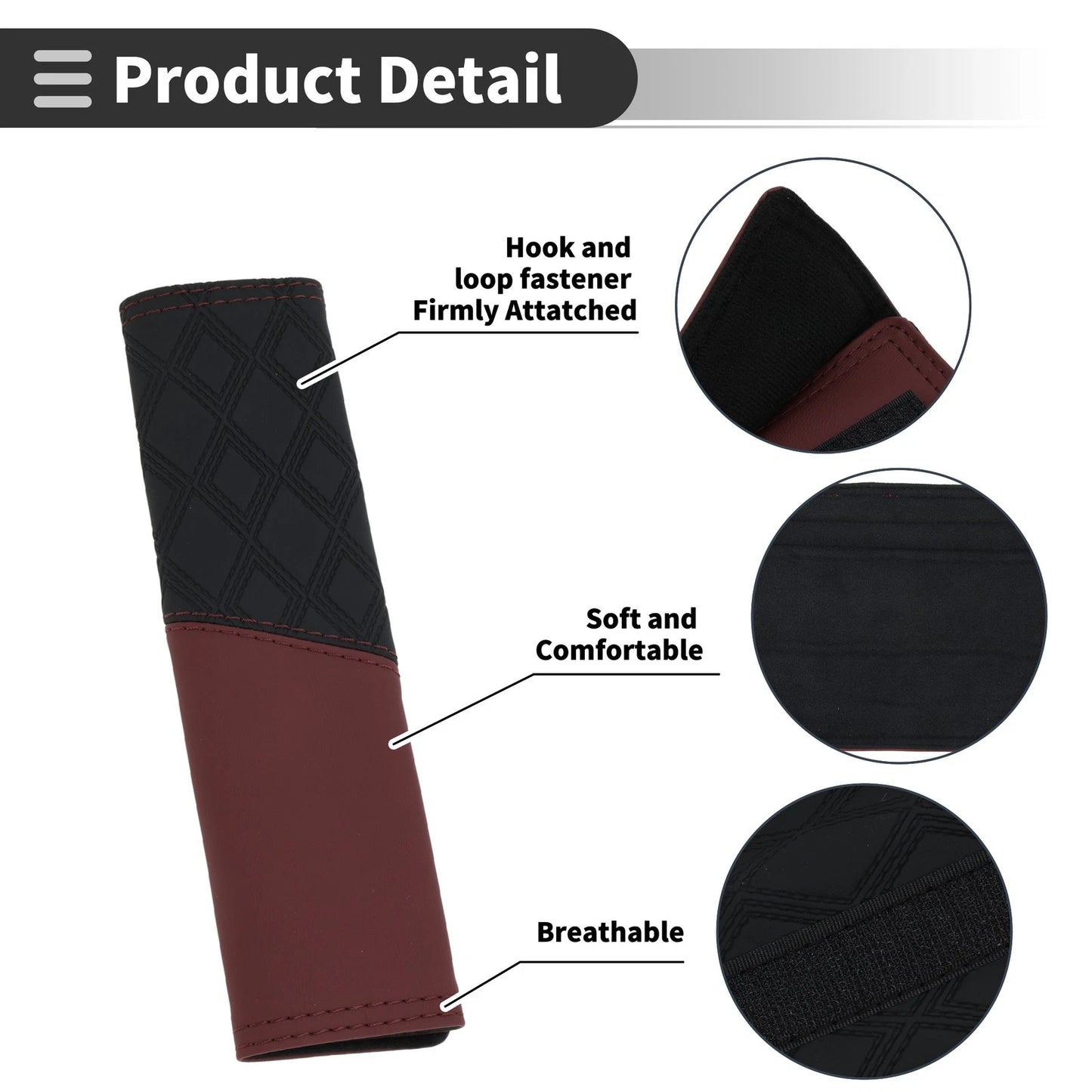 Set of 2 Seat Belt Cover Pads for Universal Fit (22.5cm) Carbon Fiber Leather