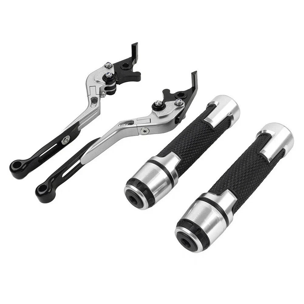 Silver Extendable Brake Clutch Levers Grips Set for Kawasaki ZX14R (2006-2023)