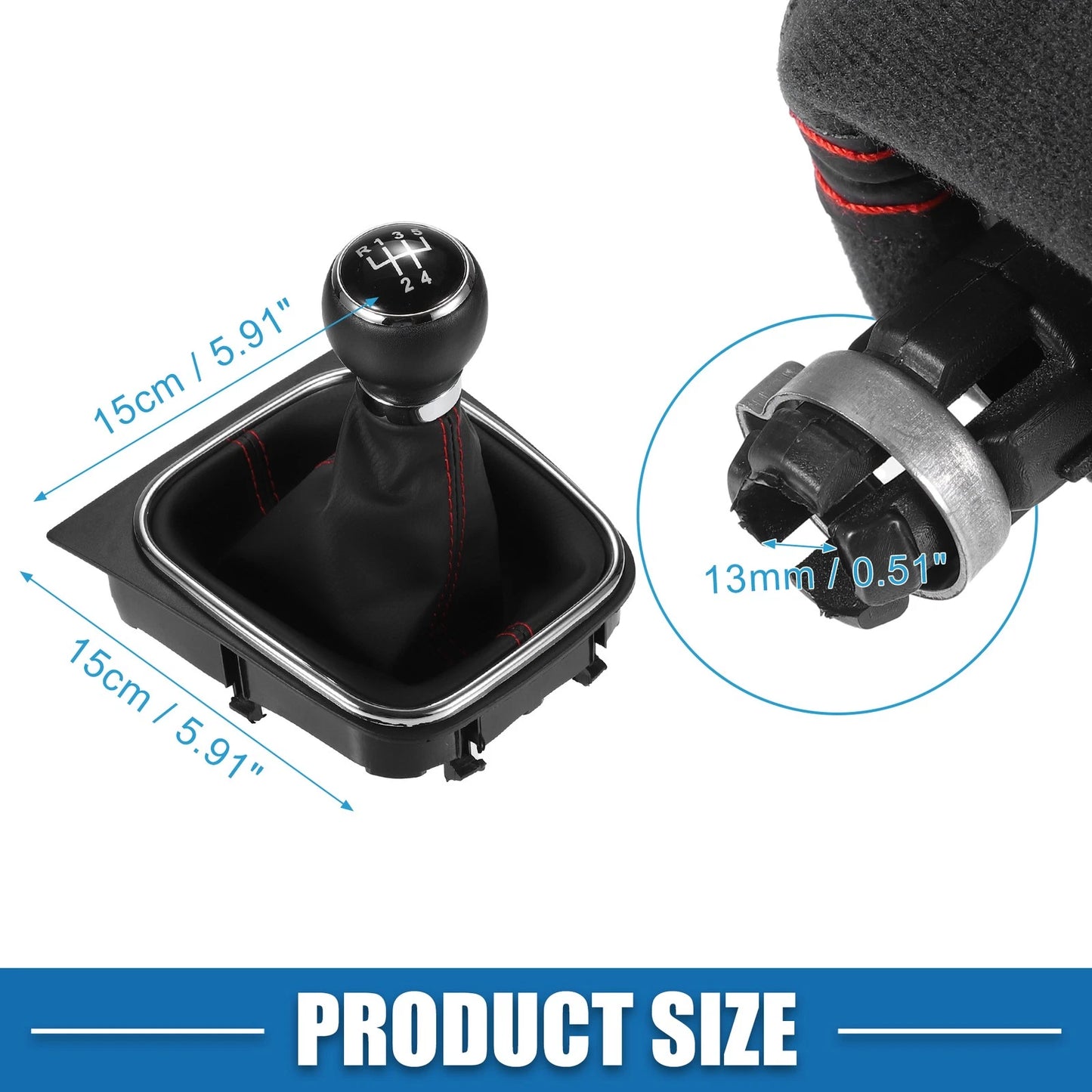 5 Speed Manual Gear Shift Knob with Gaiter Boot for Volkswagen Golf MK5 (2003–2009)